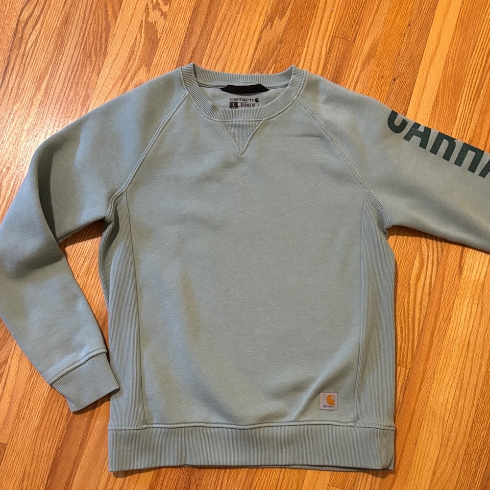 Carhartt Women's Crewneck Sweatshirt in light sage green